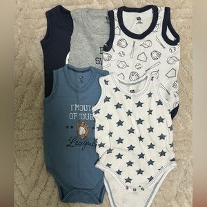 Hudson Baby Baseball Romper Bundle - Set of 5